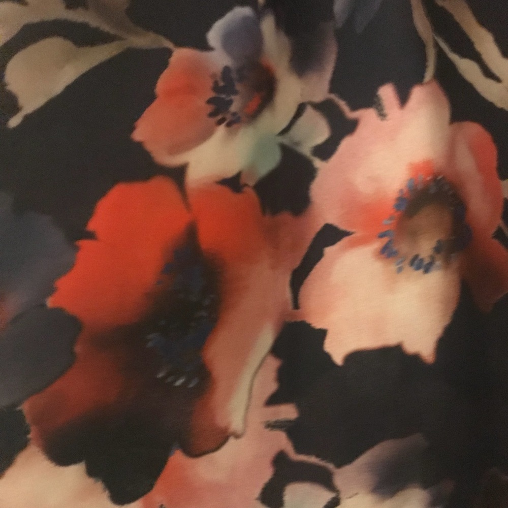 Watercolor Floral Print 3/4 Length Sleeve Blouse